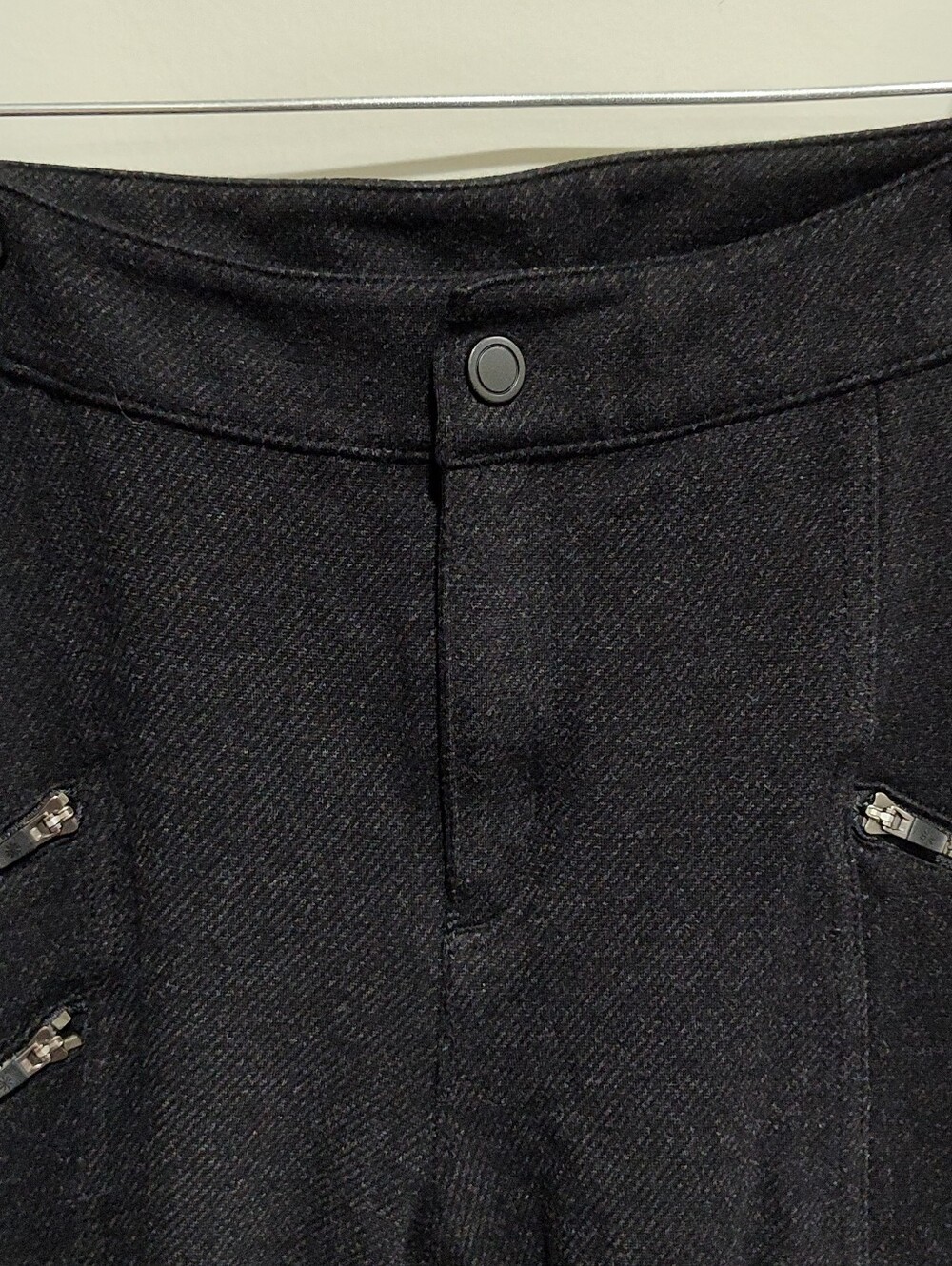 Athleta Ponte Moto Pants Skinny Stretch Snap/Zipper Black/Charcoal Gray Size 10 - Picture 4 of 15